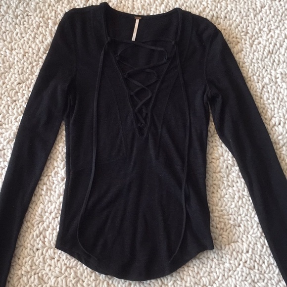 Free People Lucky Lace Up Top NEW W/O TAGS - Picture 2 of 4